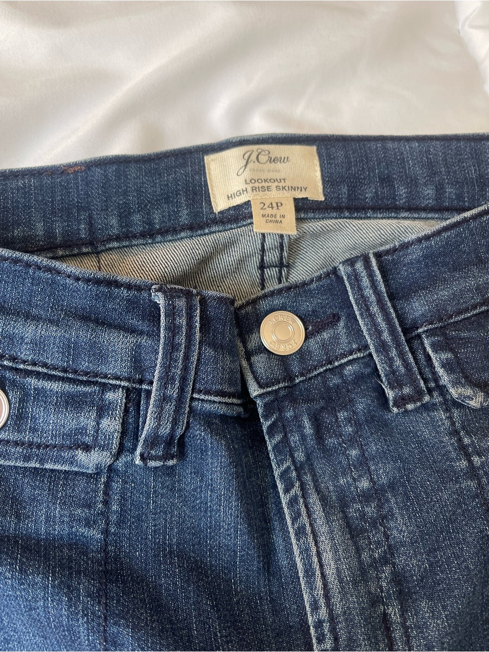 J. Crew High-Rise Skinny Jeans in Dark Blue Denim